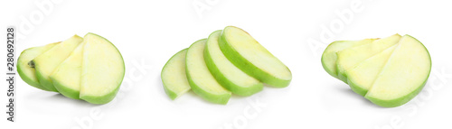 Fotografía Fresh ripe green apple on white background