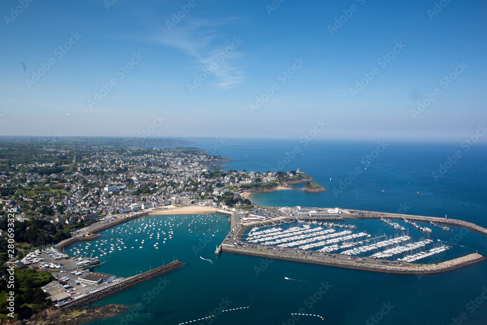 Aerial view of ISaint quay portrieux in Brittany, France - obrazy, fototapety, plakaty 