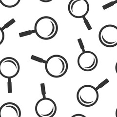 Fototapete - Loupe sign icon seamless pattern background. Magnifier vector illustration on white isolated background. Search business concept.