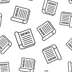 Newspaper icon seamless pattern background. News vector illustration on white isolated background. Newsletter business concept.