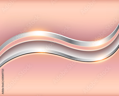 Abstract background silver rose color, 3D vector illustration.