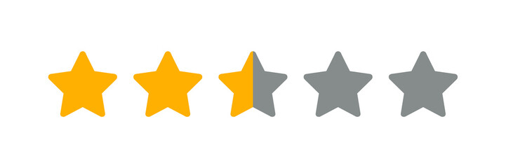 Two And A Half Star Rating Illustration Vector