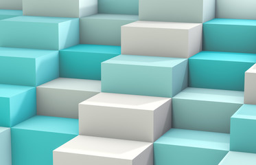 Aufkleber - Abstract background with white 3d cube box. 3d render. white and blue background.