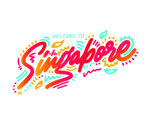 Poster - Singapore. Vector calligraphy. Typography poster. Usable as background.