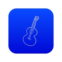 Wall Mural - Guitar icon blue vector isolated on white background