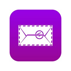 Poster - Mail envelope with a stamp icon digital purple for any design isolated on white vector illustration