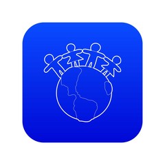 Poster - globe icon blue vector isolated on white background