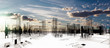 © C.Castilla - Diseño arquitectónico de la ciudad moderna en 3d. Fondo de arquitectura abstracta y edificios. Construcción e ingeniería