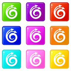 Poster - Spiral arrow, design element icons set 9 color collection isolated on white for any design