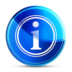 Info icon glassy vibrant sky blue round button illustration