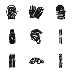 Poster - Ski equipment icon set. Simple set of 9 ski equipment vector icons for web design isolated on white background