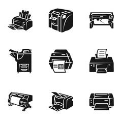 Poster - Modern printer icon set. Simple set of 9 modern printer vector icons for web design isolated on white background