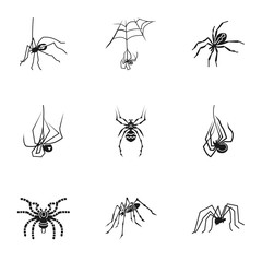Poster - Horror spider icon set. Simple set of 9 horror spider vector icons for web design isolated on white background