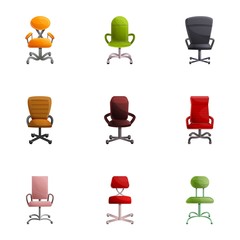 Poster - Office chair icon set. Cartoon set of 9 office chair vector icons for web design isolated on white background