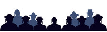 People Portrait Israelite. Jewish Head Profile Avatar Icons. Crowd Of People Of Jewish Nationality. Audience Public Auditory. Silhouette Vector Set