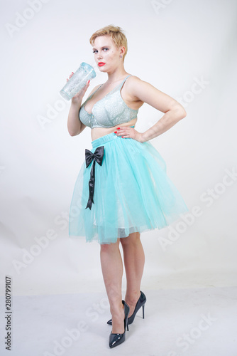 Plus Size Woman With Short Hair Wear Bra And Tutu Skirt Buy This