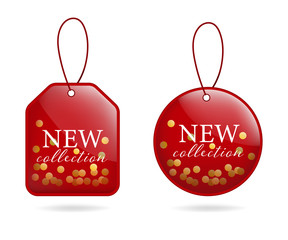 Wall Mural - new collection label and tag set. red banner and badges design.