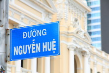 Nguyen Hue Street In Ho Chi Minh City (Saigon), Vietnam. Nguyen Hue Street Is The Main Walking Street Located In The City Centre
