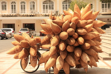 Rattanware Products on Sale on the Street of Ho Chi Minh City (Saigon), Vietnam