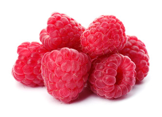 Delicious fresh ripe raspberries on white background