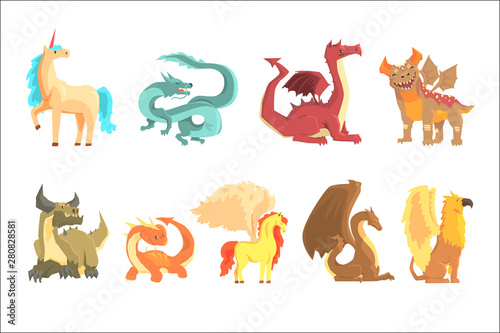 Cuadros en Lienzo Mythological animals, set for label design