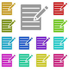 Poster - The text file with pencil multi color icon. Simple glyph, flat vector of web icons for UI and UX, website or mobile application