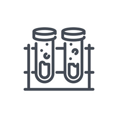 Poster - Сhemical experiment line icon. Lab flask vector outline sign.