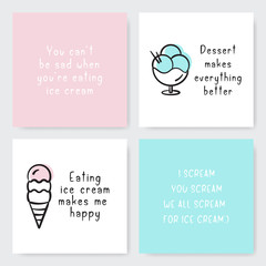 Wall Mural - Ice cream icon cards set.