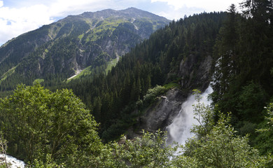 Krimml waterfalls panorama in Austria