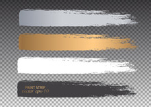 Set Of Paint Streaks .Strip Paint Banner - Vector.Golden Grunge Lines.