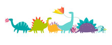 Dinosaurus Party Doodle Hand Drawn Vector Illustration. Cute Dinos Illustrations Set. Happy T-rex Character Cartoon Card Isolated On White Background