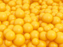 Yellow Spheres Close Up. 3d Illustration.