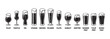 Beer glassware guide. Various types of beer glasses. Hand drawn vector illustration on white background.