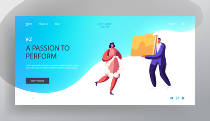 Poster - Wealth, Income. Website Landing Page, Tiny People with Huge Jewelry and Documents Folder, Money, Capital Safety, Business Characters Making Savings Web Page. Cartoon Flat Vector Illustration, Banner