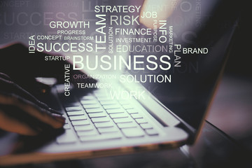 Poster - laptop with business text
