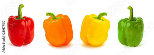 Cuadros en Lienzo set of colored bell peppers isolated on white background