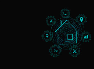 Poster - Internet of things (IOT), devices and connectivity concepts on a network, cloud at center. digital circuit board above the planet Earth. 3D low poly