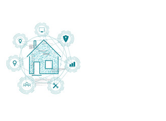 Poster - internet of things (iot), devices and connectivity concepts on a network, cloud at center. digital c