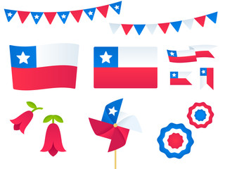 Chile vector design elements set