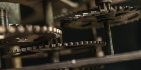 Aufkleber - Close up old gears watch on a dark background.