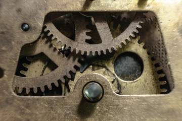Aufkleber - Close up old gears watch on a dark background.