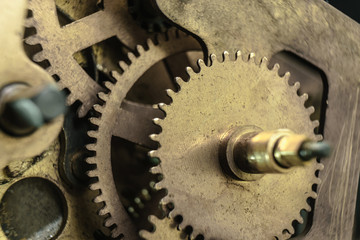Aufkleber - Close up old gears watch on a dark background.