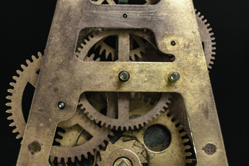 Aufkleber - Close up old gears watch on a dark background.