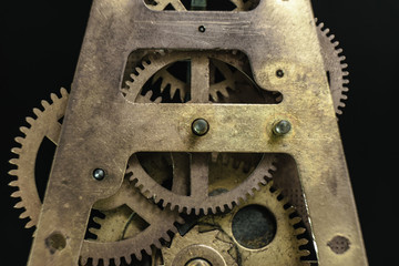 Aufkleber - Close up old gears watch on a dark background.