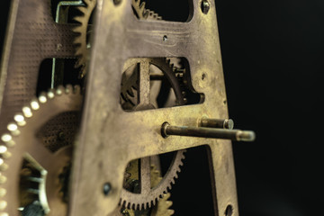 Aufkleber - Close up old gears watch on a dark background.