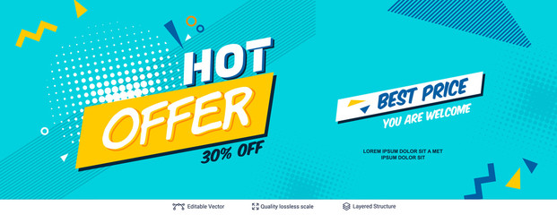 summer ad sale banner in pop-art style.