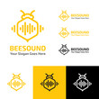 BEE SOUND MUSIC WAVE PRODUCTION RECORDING LOGO TEMPLATE