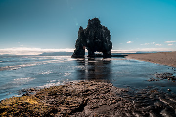 Wall Mural - Hvitserkur, The Drinking Dragon. Beautiful rock formation in northern Iceland. 