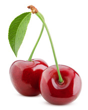 Cherry Isolated On White Background, Full Depth Of Field, Clipping Path