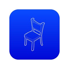 Sticker - Chair icon blue vector isolated on white background